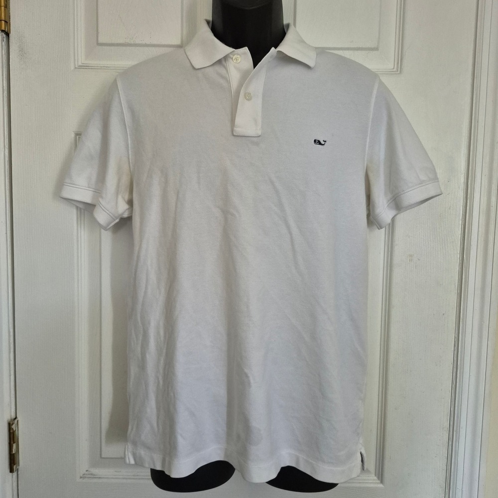 Vineyard Vines Mens Slim Fit Short Sleeve Pique Polo Shirt White Small
